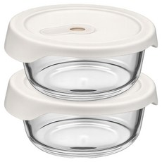 발룬피니 내열강화유리 오븐렌지 밥용기 원형, 2개, 400ml