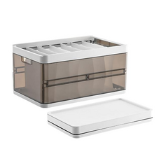 衣物收納箱 06附蓋9格款, 茶色, 1個