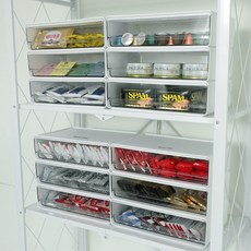 Market Plan 組合式多功能可堆疊滑動食品儲藏室收納盒, 4個, 透明