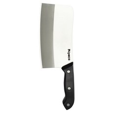 MiyAco 米雅可 高級御料理庖丁 斬剁刀 嚴選420不銹鋼鋼材 硬度高堅固耐用 三重鉚釘設計, 黑色握柄 銀色刀刃, 1支