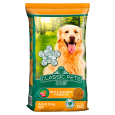 CLASSIC PETS 加好寶 成犬/中大型犬專用 乾狗糧 15kg, 牛肉蔬菜, 1袋