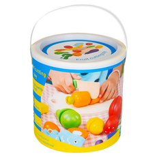兒童手提桶裝 木製蔬果切切樂, 角色扮演遊戲, 激發想像力, 安全無毒, 1桶