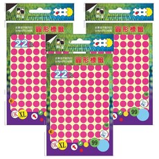 鶴屋 圓形 螢光標籤 102P 粉紅色, 3個, 672個裝