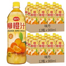 味丹 柳橙汁, 900ml, 24瓶