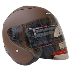 FIGHTER HELMET 普通型露臉式機車防護頭盔 含一層護目鏡 R3-A6, L, 消光咖啡