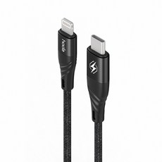 HODA 好貼 USB-C-Lightning M1編織快速傳輸線3A, 1m, 黑色, 1條