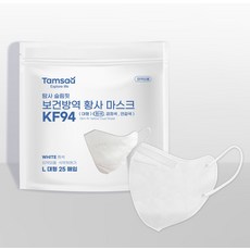 탐사 KF94 국내제조 슬림핏 보건방역 황사 마스크 지퍼백 대형, 화이트, 1개, 25개입