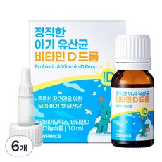 뉴프라이스 정직한 아기 유산균 비타민D 드롭, 6개, 10ml