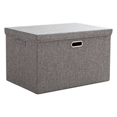 棉麻摺疊收納箱 1450g, 灰色, 1個