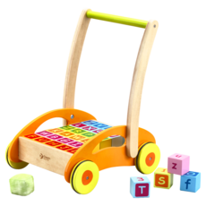 Classic WORLD 客來喜 德國經典木玩 積木助步車, 混和顏色, 1組