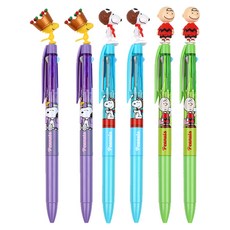 韓國 hM PLUS Peanuts 史努比吉祥物3色原子筆 3入組 B款 0.5mm, 飛行史努比, 查理, 糊塗塌客, 2套
