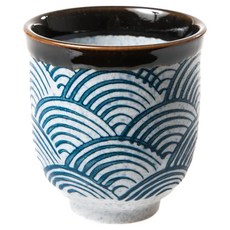 JUST HOME 日式藍彩浪紋陶瓷湯吞杯 180ml 5件組, 5727-12A, 1組