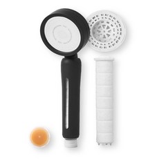 三重濾芯蓮蓬頭+維他命C沉澱物濾芯竹香款組, 1組, 炭灰色