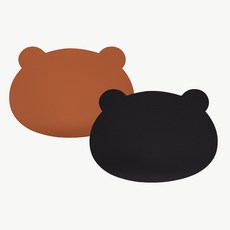 제이큐리빙 곰돌이 가죽 테이블 매트, 오렌지브라운 + 블랙, 29 x 37 cm, 2개