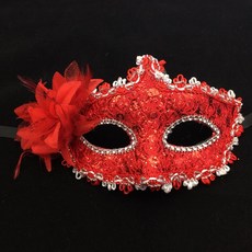 PARTY COSTUME 威尼斯花蝴蝶面具, 4 紅色(ROMK78604)