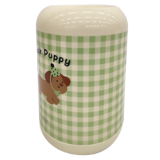 沐慕家居 雙層塑膠卡通造型垃圾桶 12L ABS+PP, 25 x 35cm, 狗狗綠格, 1個