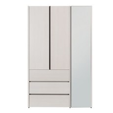 리바트 토피 1200 3단 서랍형 거울도어 옷장 방문설치, 화이트오크