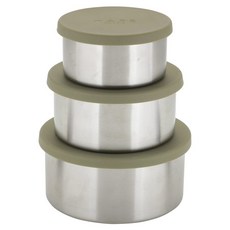 HAPS NORDIC Steel Trio 大型儲物罐 400ml + 650ml + 950ml 套組, 橄欖色, 1套