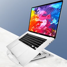 홈플래닛 7단 조절 접이식 노트북 거치대, 화이트