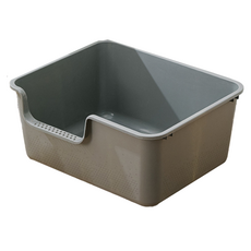 一體式貓砂盆, 加高側開入口, 附濾砂踏板, 附貓砂鏟, 50 x 40 x 22cm, 紳士灰, 1個