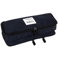 TOCTOC 3格拉鍊尼龍鉛筆盒, 海軍, 1個