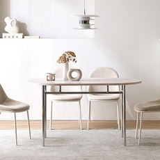 리바트 아르카 1400 식탁 방문설치, 스톤 그레이(상판) + 크롬(다리발), 4인용