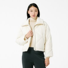 JAJU 女款雲朵針織翻領短版填充外套