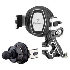 TAKEWAY 黑隼2 機車手機架 304不鏽鋼 工程塑膠 吸震防滑 適用手機尺寸 寬65-95mm 厚9-15mm HAWK1-PH08, 黑色