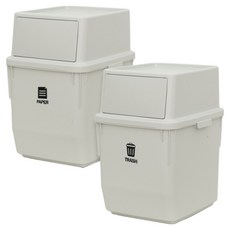 lifist 推蓋式分類垃圾桶 2個, 淺灰色