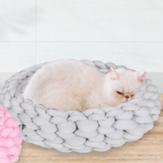 DING DONG PET 貓咪大型針織坐墊, 灰色