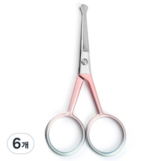 미니맥시 스테인리스 코털 정리 가위, 핑크, 6개