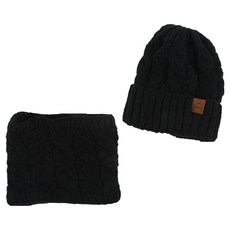 Kifofo 溫暖寒冬滑雪板滑雪防寒帽+圍巾組, 黑色, 1套