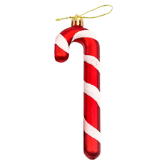 亮粉拐杖吊飾 Set 6, 13 x 4.5cm, 紅色, 1組