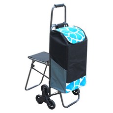 MAMTOOL 椅子輪子購物籃 三輪手推車, 1個, 藍色斑馬紋