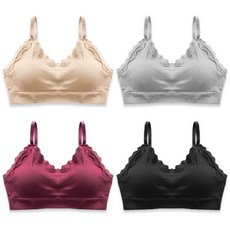 AnotherD 蕾絲羅紋無鋼圈內衣 4件組