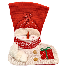 紅白側身大襪 3歲以上, 雪人 紅色 + 白色, 1雙