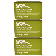 TEAORY 一日茶道 檸檬綠茶潔顏皂, 身體和臉部適用, 所有膚質適用, 200g, 3個
