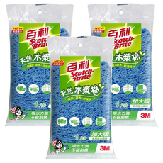 3M Scotch-Brite 百利 天然木漿棉 加大版, 3個, 1入