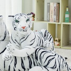 식빵 굽기 천재 호냥이 엄근진 엎드린 호랑이 쿠션, 화이트