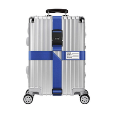 行李箱十字綁帶 密碼款, 可調整長度, 適用於20-32吋行李箱, 升級耐磨材質, 旅遊外出更安全, 200~405 x 5cm, 深藍色