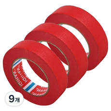 다다 칼라 종이 디자인 마스킹 테이프 20mm x 15m, 레드, 9개