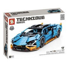 中國樂高技術汽車兼容積木跑車Sembo積木8618藍色跑車, 藍色