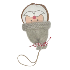 毛線木質老公公吊飾 灰色, 13 x 8 x 3cm, 1個