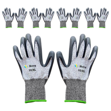 美拓 13針灰黑丁睛防切割透氣手套, XL, 灰黑色, 5雙