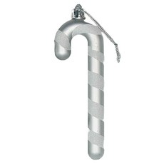 霧面拐杖吊飾 Set 6, 聖誕裝飾, 13 x 4.5cm, 銀色, 1組