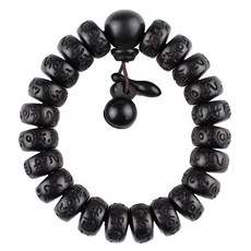 JNJ 佛教棗木佛珠手鍊 13mm, 黑色, 1個