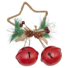 聖誕麻繩雙鈴鐺掛件, 紅鈴鐺, 1個, 不適用