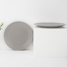 Bloom at home 素色圓形餐盤 淺灰色, 2入, 單品