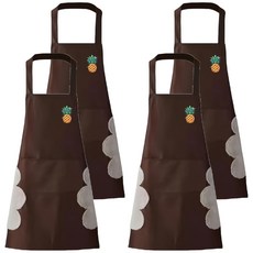 家用防水防油可擦手圍裙, 帶擦手巾, 大容量口袋, PVC材質, 款式隨機, 4件