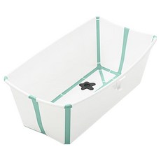 Stokke Flexi Bath 感溫 折疊式浴盆, 白色 + 湖水綠, 1個